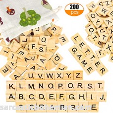 200pcs Wooden Letter Tiles for Scrabble Crossword Game Pinowu Wood Scrabble Letters Replacement for DIY Craft Gift Decoration Scrapbooking and Making Alphabet Coaster B07MLNPJG5